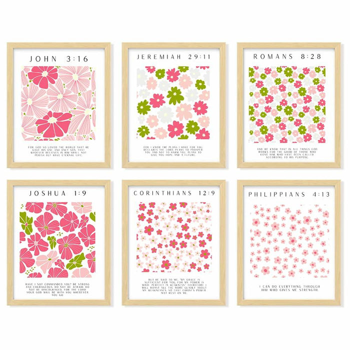 bqw Floral Bible Verse Wall Art Set of 6 Unframed 11x8.5 Scripture Prints by Deal US