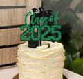 RLXPT Class of 2025 Cake Topper Graduation Party Decor Black Green Glitter by Deal US