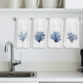 COWEB Coastal Beach Kitchen Towels Set of 4 Blue Coral Hand Towels 16x24in by Deal US