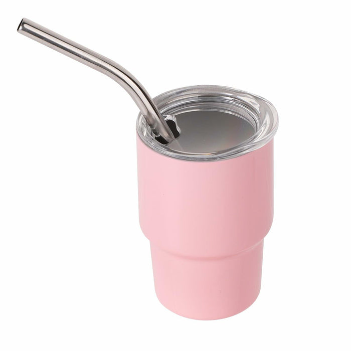 SAVITA Mini Tumbler Shot Glass Set 3oz Pink Stainless Steel with Lids Straw by Deal US