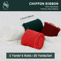 SIMISI RIBBON Christmas Chiffon Silk Ribbon 1.5'' 5 Yards x4 Rolls Green Red by Deal US
