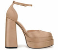 VETASTE Womens Platform Chunky Heels Ankle Strap Pumps Khaki by Deal US
