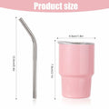 SAVITA Mini Tumbler Shot Glass Set 3oz Pink Stainless Steel with Lids Straw by Deal US