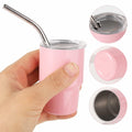 SAVITA Mini Tumbler Shot Glass Set 3oz Pink Stainless Steel with Lids Straw by Deal US