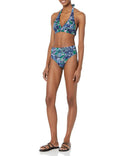 Amazon Essentials Women's High Waist Bikini Bottom Deep Blue Paisley Size XS by Deal US