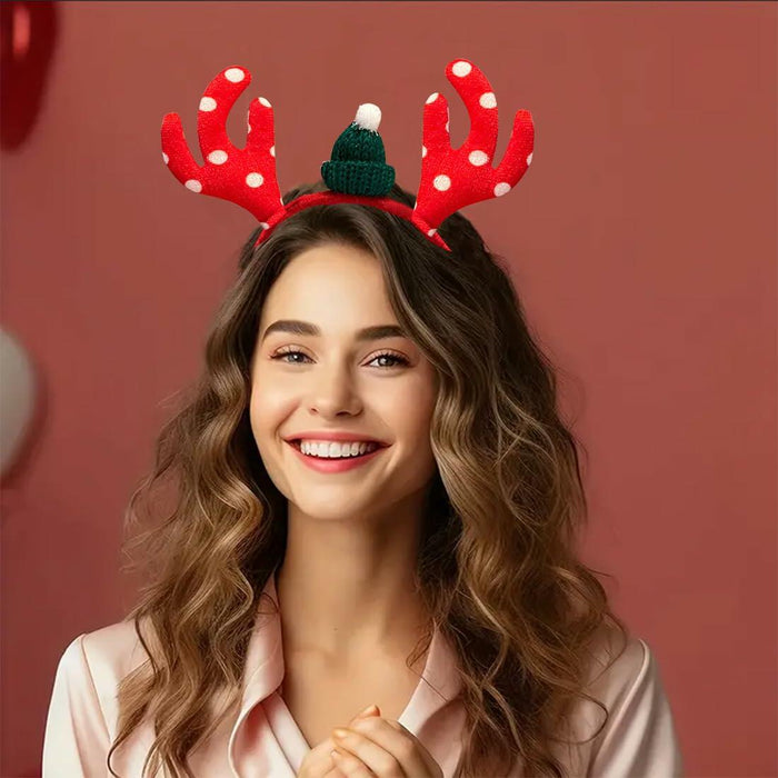 QUNQINLI Christmas Deer Antlers Headband Plush Red Style F 1PCS by Deal US
