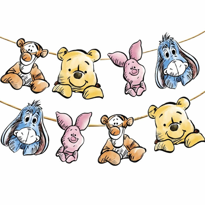 HOTIMO 8 PCS Winnie Baby Shower Banner Party Decor Multicolor Cartoon by Deal US