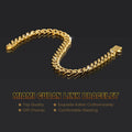 Kindoo Stainless Steel Cuban Link Bracelet 7mm Gold 8.6in by Deal US