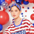 YanJie 4th of July Blue Stars Knotted Wide Headband Women Girls by Deal US