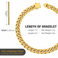 Kindoo Stainless Steel Cuban Link Bracelet 7mm Gold 8.6in by Deal US