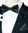 RBOCOTT Men’s Paisley Bow Tie Pocket Square Lapel Pin Cufflinks Set Green by Deal US