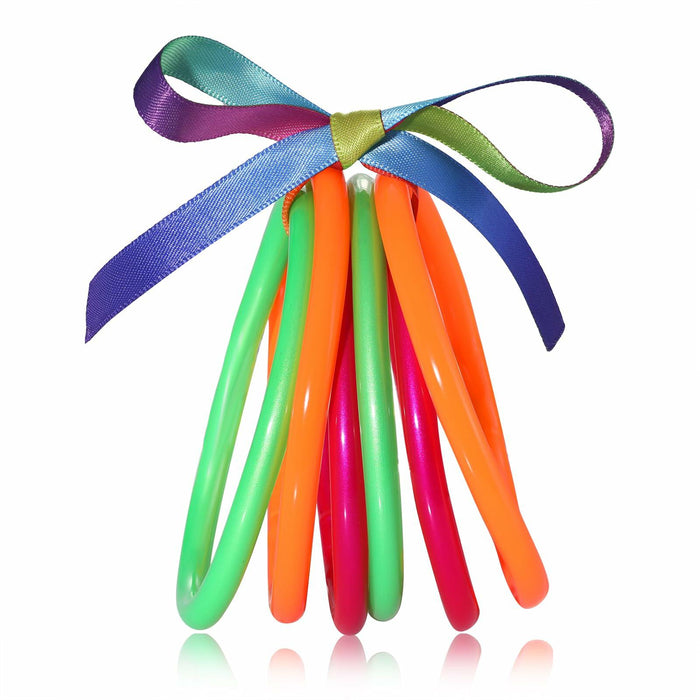 FAERLIIRY Silicone Jelly Bracelet Rainbow Glow Neon Color Lightweight Waterproof by Deal US