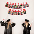 Biswiter Graduation Photo Banner Class of 2025 Red Preassembled Congrats Decor by Deal US