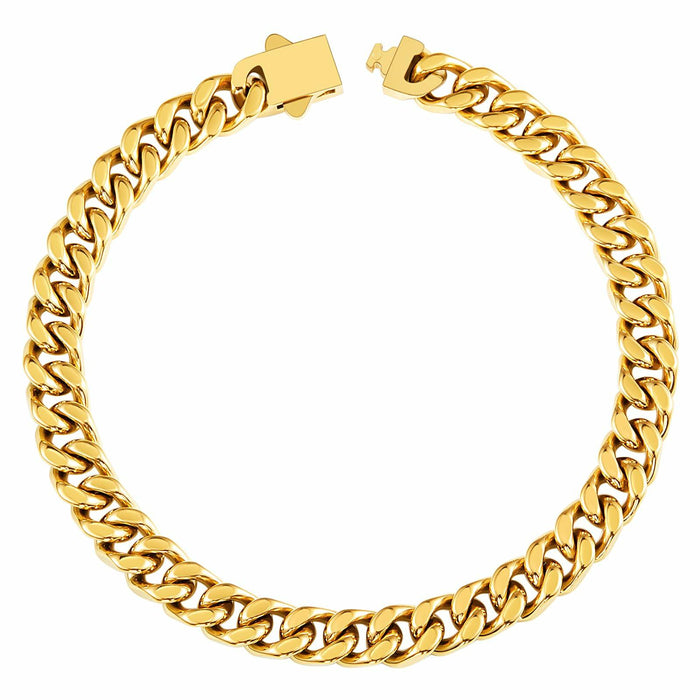 Kindoo Stainless Steel Cuban Link Bracelet 7mm Gold 8.6in by Deal US