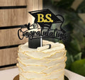 RLXPT Congrats Grad Cake Topper 2025 Black Gold Glitter B.S. Graduation by Deal US