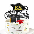RLXPT Congrats Grad Cake Topper 2025 Black Gold Glitter B.S. Graduation by Deal US