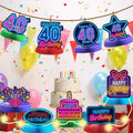 COOSOAR Happy 40th Birthday Neon Glow Honeycomb Centerpieces with Lights by Deal US