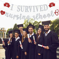 RLXPT I Survived Nursing School Banner Silver Red Congrats Nurse RN Grad 2025 by Deal US