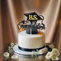RLXPT Congrats Grad Cake Topper 2025 Black Gold Glitter B.S. Graduation by Deal US