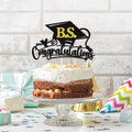 RLXPT Congrats Grad Cake Topper 2025 Black Gold Glitter B.S. Graduation by Deal US
