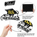 RLXPT Congrats Grad Cake Topper 2025 Black Gold Glitter B.S. Graduation by Deal US