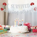 RLXPT I Survived Nursing School Banner Silver Red Congrats Nurse RN Grad 2025 by Deal US
