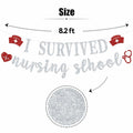 RLXPT I Survived Nursing School Banner Silver Red Congrats Nurse RN Grad 2025 by Deal US
