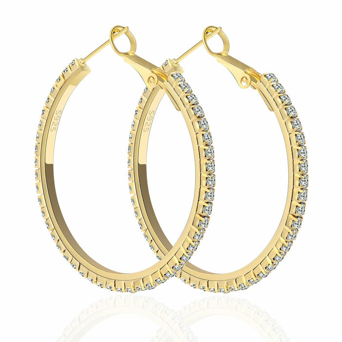 fcaylo 925 Sterling Silver Gold Hypoallergenic Lightweight Hoop Earrings 40mm by Deal US