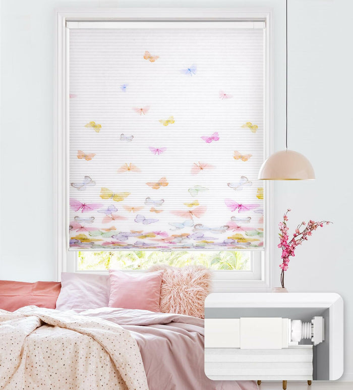 LazBlinds Cordless Cellular Shades Honeycomb 40x64 Colorful Butterflies by Deal US
