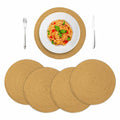 WEAVELYRICS 15" Round Braided Cotton Placemats Brown Set of 4 by Deal US