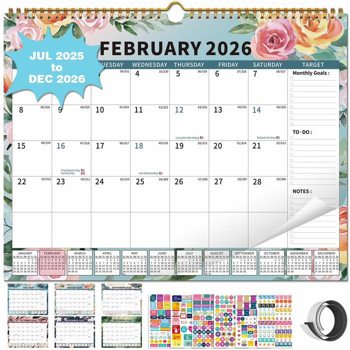 EYROZILL 2025-2026 Wall Calendar 17x22 Large Monthly Vertical 18 Month by Deal US