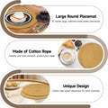 WEAVELYRICS 15" Round Braided Cotton Placemats Brown Set of 4 by Deal US