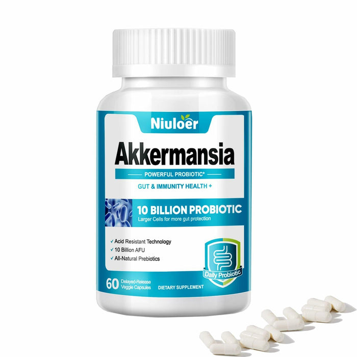 BestBy05/26 Niuloer Akkermansia Probiotic 10B AFUs + Organic Prebiotics 60 Caps by Deal US
