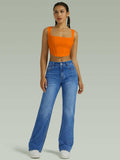 FUNUCA Women’s High Waist Wide Leg Stretch Denim Jeans Blue Size 8 by Deal US