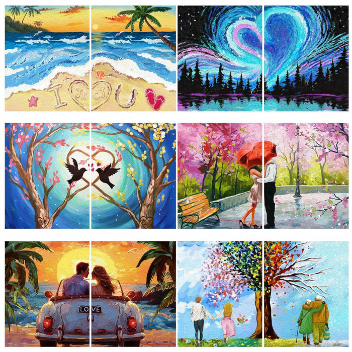 Ctosree 12 Pcs Valentine Pre Drawn Canvas Painting Boards 8x10 Inch Scenery by Deal US