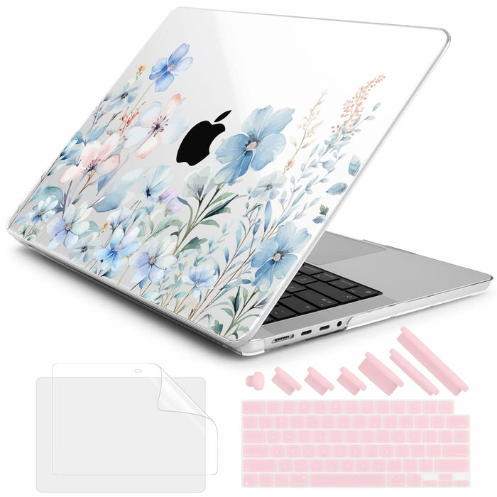 DONGKE MacBook Pro 16 Inch Case 2024 2023 2021 Pro Max Blue Flowers by Deal US
