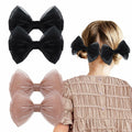 YanJie Baby Girls Hair Bows Pink Blue Tulle Lace Clips Pack of 2 by Deal US