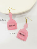 Caiyao Bohemia Acrylic Glitter Tropical Drink Cup Drop Earrings D Pink 2 by Deal US