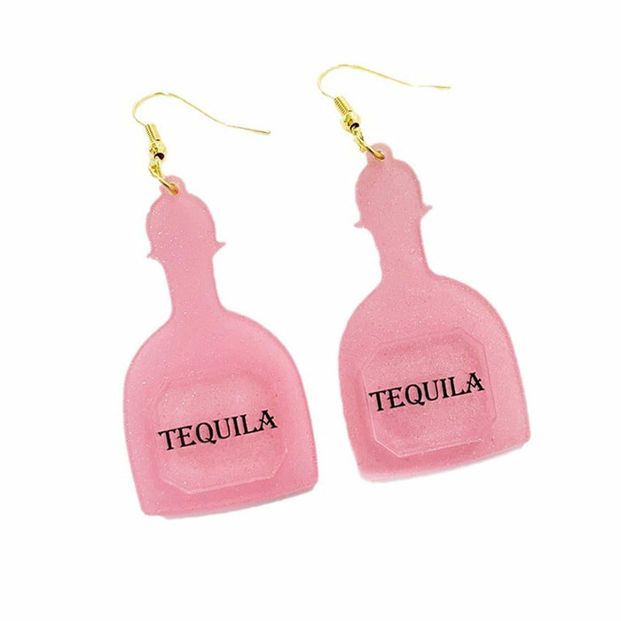 Caiyao Bohemia Acrylic Glitter Tropical Drink Cup Drop Earrings D Pink 2 by Deal US