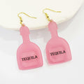 Caiyao Bohemia Acrylic Glitter Tropical Drink Cup Drop Earrings D Pink 2 by Deal US