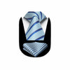 HISDERN Mens Silk Striped Necktie & Handkerchief Set Light Green Size 8.5cm