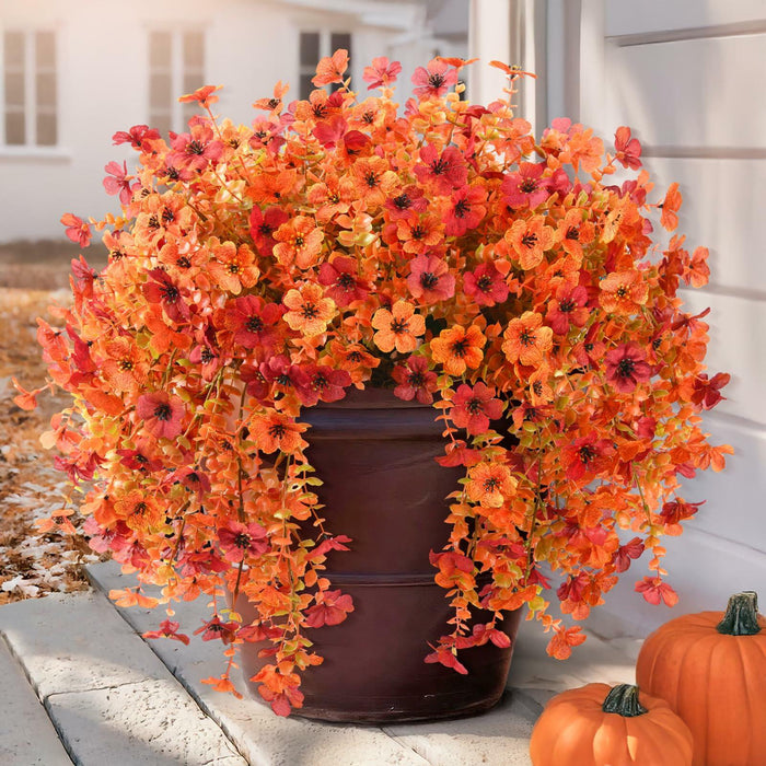 ZFProcess Artificial Fall Daisy Mums Silk Flowers 2PCS Fall Orange UV Resistant by Deal US
