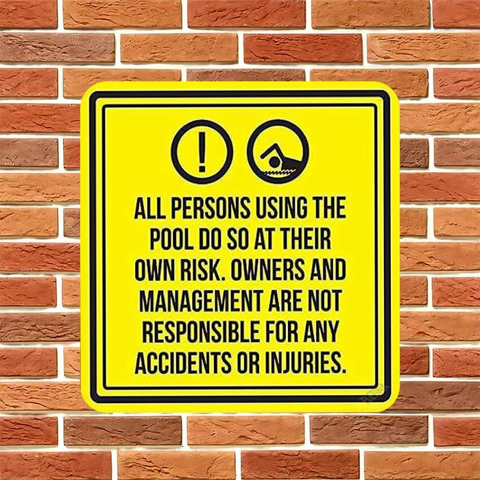 Eletina Street Sign Liability Swimming Pool Warning Aluminum Metal 8x8 Inch by Deal US