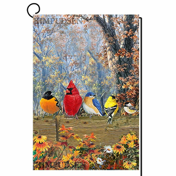 KIMPUDSEN Cardinal Birds Fall Garden Flag 12x18 Inch Double Sided Autumn by Deal US