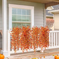 INQCMY Faux Mums Silk Flowers with Autumn Leaves Orange Red 2PCS Outdoor Decor by Deal US