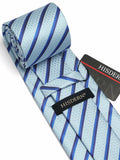 HISDERN Mens Silk Striped Necktie & Handkerchief Set Light Green Size 8.5cm by Deal US