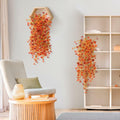 INQCMY Faux Mums Silk Flowers with Autumn Leaves Orange Red 2PCS Outdoor Decor by Deal US