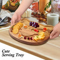 Renawe Decorative Acacia Wood Cheese Plate Serving Tray Large Solid Wood by Deal US