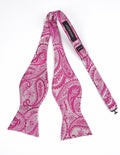 HISDERN Pink Floral Paisley Polyester Bow Tie & Pocket Square Set Size One Size by Deal US