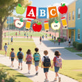 HYELNHUA ABC Apple Alphabet Party Banner Red Pink Back to School Decor by Deal US